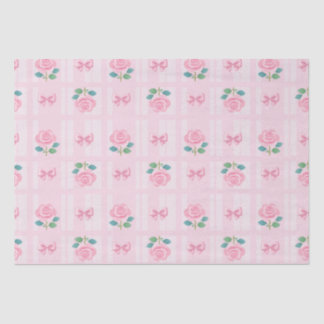 Papier Mousseline Coquette Plaid Ruban et rose Rose