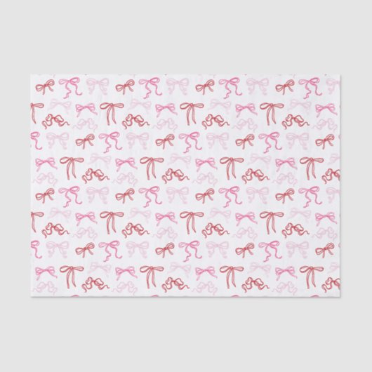 Papier Mousseline Coquette rose et rouge arc papier motif tissu (Recto)