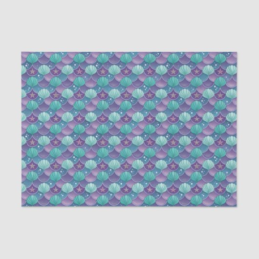 Papier Mousseline Coquillage Bleu Et Violet (Recto)