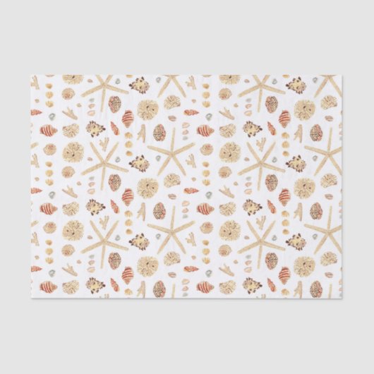 Papier Mousseline Coquillages aquarelles (Recto)