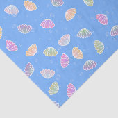Papier Mousseline Coquillages colorés Motif Bleu clair (Détail)