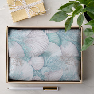 Papier Mousseline Coquillages côtiers et Motif de corail n° 3 ID1009