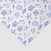 Papier Mousseline Coquillages de découpage bleu Aquarelle (Détail)