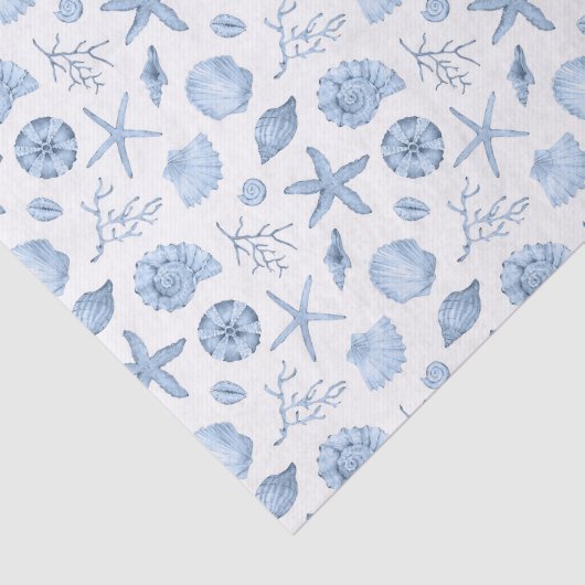 Papier Mousseline Coquillages de découpage bleu Aquarelle (Détail)