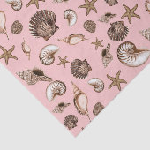 Papier Mousseline Coquillages de la Terre sur rose (Détail)