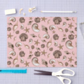 Papier Mousseline Coquillages de la Terre sur rose (Artisanat)