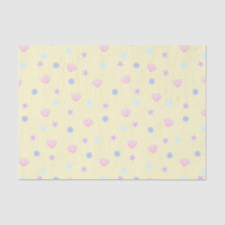 Papier Mousseline Coquillages et perles Pastel en Chiffon citron