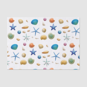 Papier Mousseline Coquillages multicolores