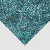 Papier Mousseline Coquillages Ocean Beach Style métallique Turquoise (Détail)