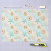 Papier Mousseline Coquillages Retro Pastel Sea Life (Artisanat)