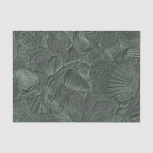 Papier Mousseline Coquille de mer Côtière Plage Vert sauge foncé Mét