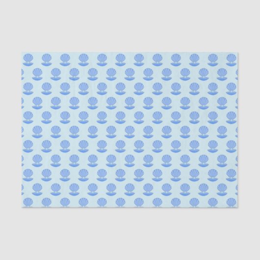 Papier Mousseline Coquille d'huîtres pour bébé bleu et modèle de per (Recto)