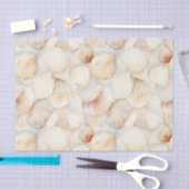 Papier Mousseline Coquilles de Mer Crème Sable Mariage Plage d'Ivoir (Artisanat)