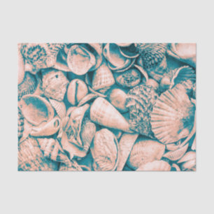 Papier Mousseline Coquilles de mer Plage océanique Teal Vintage Déco