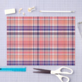 Papier Mousseline Corail clair, Bleu marine, Madras Preppy Blanc Pla (Artisanat)