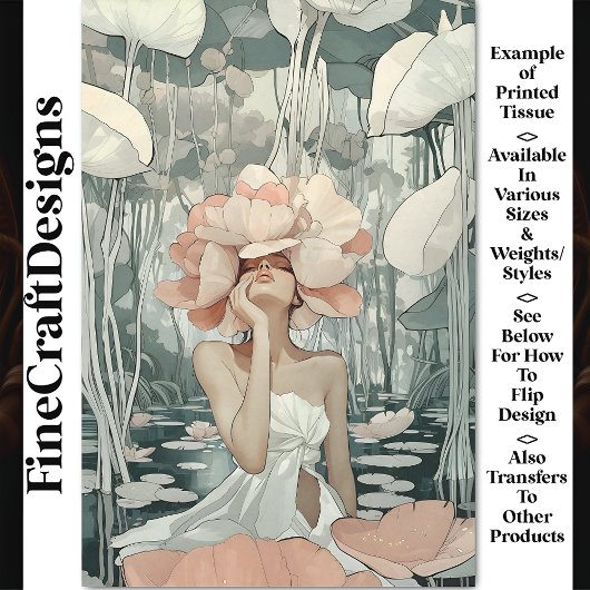 Papier Mousseline Corail de déesse botanique luxuriante, Blush CC2 D