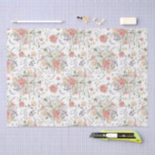 Papier Mousseline Corail floral à l'aquarelle délicat - Avery (Artisanat)