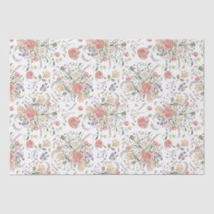 Papier Mousseline Corail floral délicat à l'aquarelle - Avery