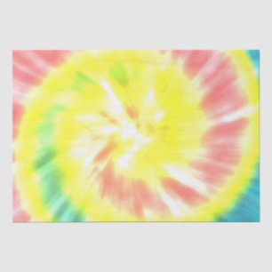 Papier Mousseline Corail jaune Aqua Tie Dye