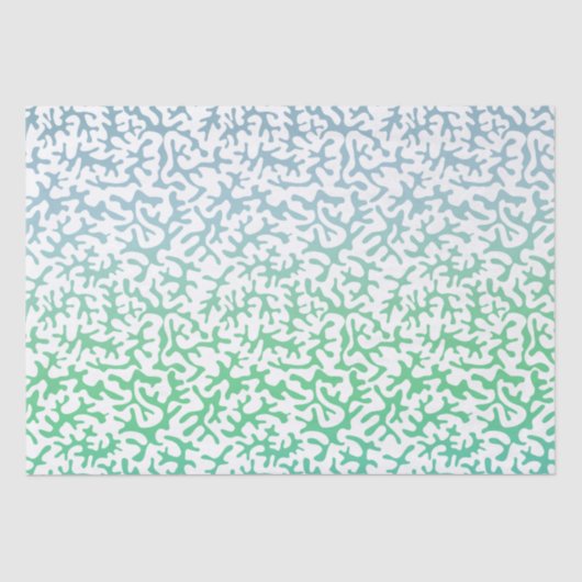 Papier Mousseline Corail Ombre de vert bleu (Recto)