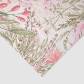 Papier Mousseline Corail rose pâle forêt vert aquarelle florale (Détail)