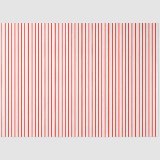 Papier Mousseline Corail rouge et blanc rayé (Recto)