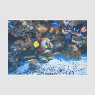Papier Mousseline Corail tropical vibrant sous-marin de poissons