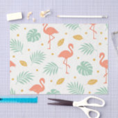 Papier Mousseline Coral Flamingo Tropical Leaf Pattern (Artisanat)