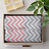 Papier Mousseline Coral gris blanc Chevron (Cadeau)