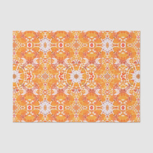 Papier Mousseline Coral Orange et crème Batik Motif