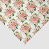 Papier Mousseline Coral Red Roses with Foliage (Détail)