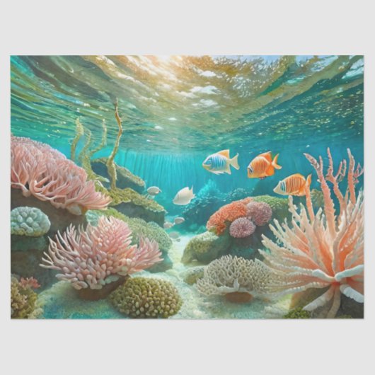 Papier Mousseline Coral Reef Après-Midi, Design 3 (Recto)