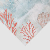 Papier Mousseline Coral Reef Seashells & Aqua Waves Pattern (7) (Détail)