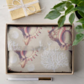 Papier Mousseline Coraux et coquillages blancs côtiers de conque (Cadeau)