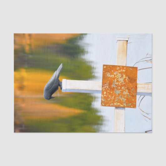 Papier Mousseline Corbeau Automne Orange Découpage (Recto)