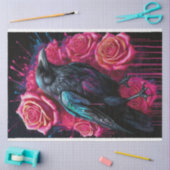 Papier Mousseline Corbeau avec Neon Rose Roses Pop Art Découpage (Artisanat)