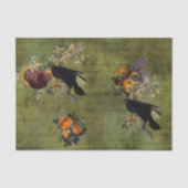 Papier Mousseline Corbeau d'Halloween vintage découpage victorien   (Recto)