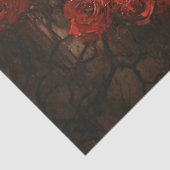 Papier Mousseline Corbeau gothique avec roses rouges foncées Découpa (Détail)