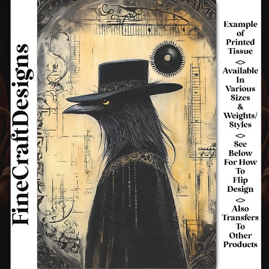 Papier Mousseline Corbeau gothique en Casquette noir & Cloak BQ4 Déc