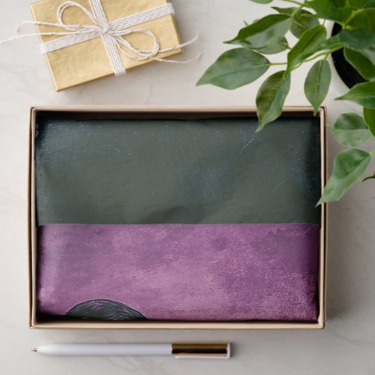 Papier Mousseline Corbeau gothique sur Tombstone avec ciel violet (Cadeau)