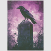 Papier Mousseline Corbeau gothique sur Tombstone avec ciel violet (Recto)