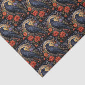 Papier Mousseline Corbeau noir avec fleurs Design gothique (Détail)