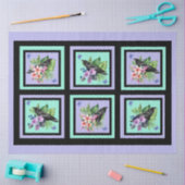 Papier Mousseline Corbeau noir Fleurs d'aquarelle mixtes (Artisanat)