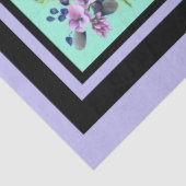 Papier Mousseline Corbeau noir Fleurs d'aquarelle mixtes (Détail)