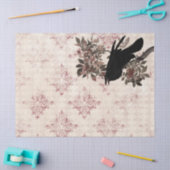 Papier Mousseline Corbeau noir sur la branche Burgundy Damask Decoup (Artisanat)