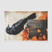 Papier Mousseline Corbeau perplexe, feuilles d'automne BQ7 découpage (Recto)
