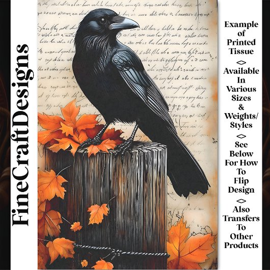 Papier Mousseline Corbeau perplexe, feuilles d'automne BQ7 découpage