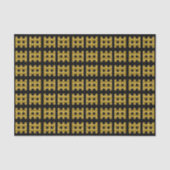 Papier Mousseline Cordon doré filaire motif carré or sur noir (Recto)