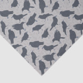Papier Mousseline Corneilles Noires Oiseaux Gris Motif (Détail)