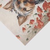 Papier Mousseline Corte Yorkshire Terrier Botanique Poppies rouges (Détail)
